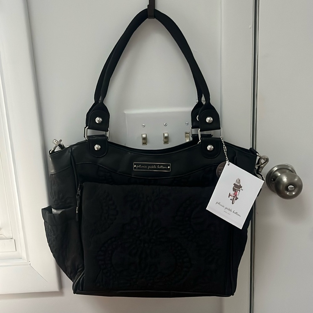 Petunia Pickle Bottom Central Park North Embossed City Carryall Diaper Bag,NWT
